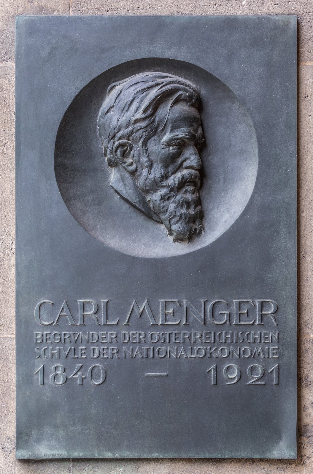 Portrait von Carl Menger: Bronzerelief Carl Menger, Arkadenhof Universität Wien (2015)